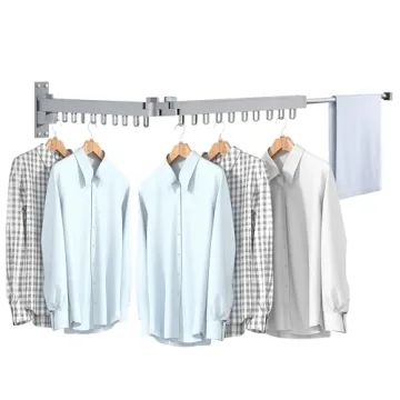 Bakala Clothes Drying Rack, Laundry Drying Rack Foldable, Heavy-Duty Space Saving Hangers, Wall Moun...
