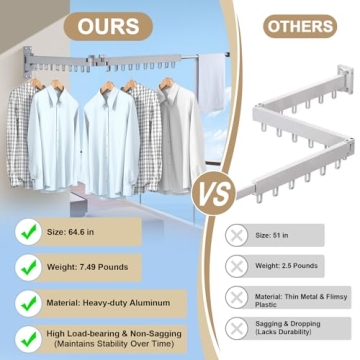 Bakala Wall Mounted Drying Rack for Efficient Laundry Organization