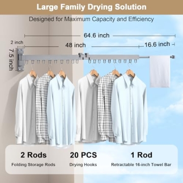 Bakala Wall Mounted Drying Rack for Efficient Laundry Organization