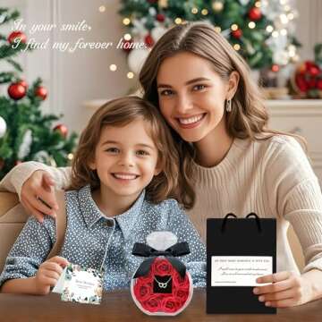 CECEIN Rose Box with Necklace Artificial Preserved Flower Valentines Mothers Day for Girlfriend Mom Birthday Anniversary Personalized Romantic Gifts