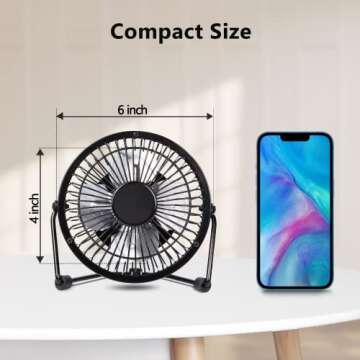 Zuvas Desk Fan Quiet Small USB Fan 360° Rotation Portable Table Fan 2 Speed Mini Personal Fan Air C...