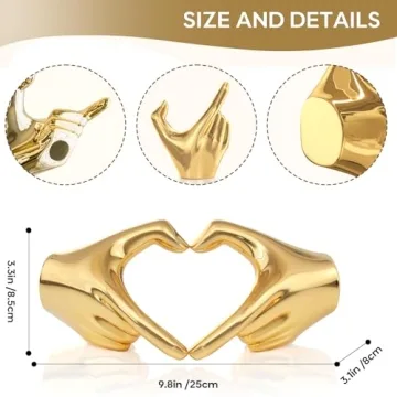XMGZQ Gold Heart Hands Sculpture for Home Decor