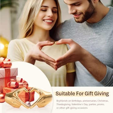 XMGZQ Gold Heart Hands Sculpture for Home Decor