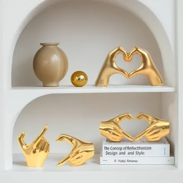 XMGZQ Gold Heart Hands Sculpture for Home Decor