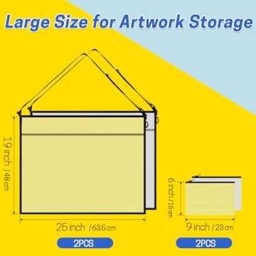 BERYA 2 Pcs Art Portfolio Bag, 19x25 Inches Artwork Storage Case with Handle and Zipper, Large Clear...