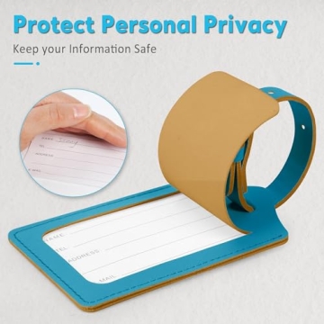 Travelambo Luggage Tags Premium Faux Leather for Travel