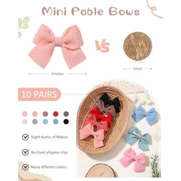 Jollybows 20pcs Baby Hair Clips Girls Bows 2" Mini Alligator Clip Toddler Pigtail Bow Fine Hair Clip