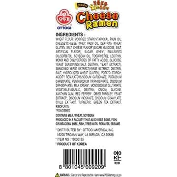OTTOGI Stir Fry Cheese Ramen, Korean Style Instant Noodle, Rich Savory Cheese Flavor, 4.23oz x 4 Pack