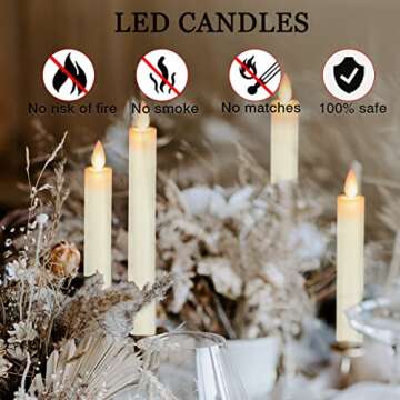 Flameless Taper Candles with Moving Wick, Remote Control