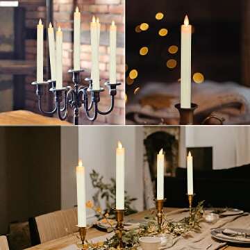 Flameless Taper Candles with Moving Wick, Remote Control