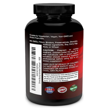 Divine Bounty Organic Activated Charcoal Capsules - 90 Veggie Caps