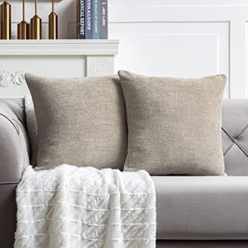 Anickal Pillow Covers 18x18 Inch Set of 2 Neutral Decorative Throw Pillow Covers Square Accent Cushi...