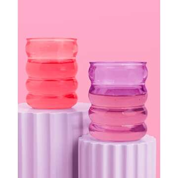 xo, Fetti Wavy Acrylic Cups - 4 pcs, 10 oz Cups | Bachelorette Party Decorations, Birthday Drinkwear, Reusable Party Decorations