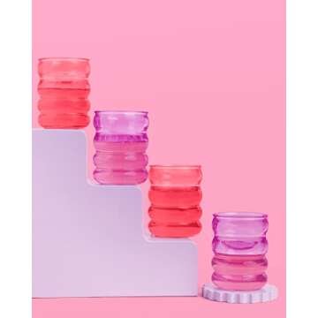 xo, Fetti Wavy Acrylic Cups - 4 pcs, 10 oz Cups | Bachelorette Party Decorations, Birthday Drinkwear, Reusable Party Decorations