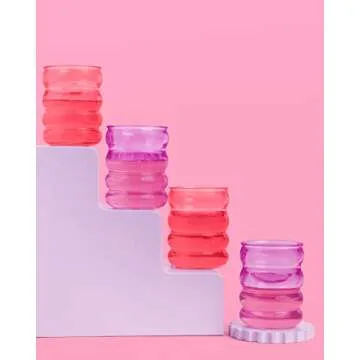 xo, Fetti Wavy Acrylic Cups - 4 pcs, 10 oz Cups | Bachelorette Party Decorations, Birthday Drinkwear, Reusable Party Decorations