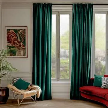 Lazzzy Velvet Blackout Curtains Emerald Green Thermal Insulated Drapes for Bedroom Living Room Darkening Window Treatments Super Soft Luxury Rod Pocket 63 Inches Long 2 Panels Emerald Green