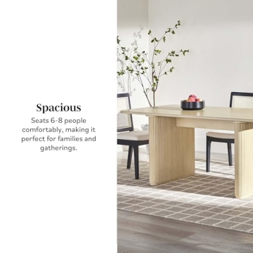 Stylish 68 Inch Modern Dining Table, Birch Finish
