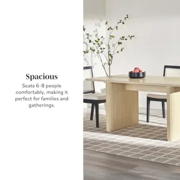 Stylish 68 Inch Modern Dining Table, Birch Finish