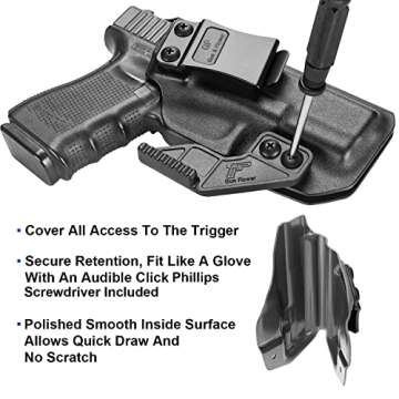 IWB Holster Compatible with Glock 19 Gen 3-5 Glock 23/32 Gen 3-4 Glock 19X/44/45, Inside Waistband Carry Holster Compatible with G19 G19x G23 G32 G45, 9mm Holster, Available in Kydex and Polymer