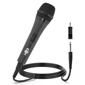 Singing Machine Wired Microphone for Karaoke, (Black) - Unidirectional Dynamic Vocal Microphone - Pl...