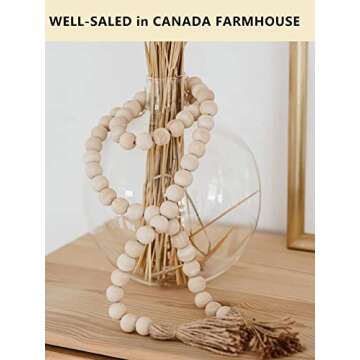 Pegason Wood Bead Garland Modern Farmhouse Home Decor Boho Christmas Decorations Prayer Beads House Decor Wooden Decorative Beads Coffee Table Decor