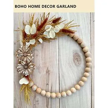 Pegason Wood Bead Garland Modern Farmhouse Home Decor Boho Christmas Decorations Prayer Beads House Decor Wooden Decorative Beads Coffee Table Decor