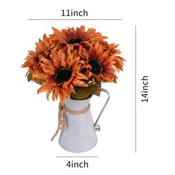 DDHS Artificial flower Centerpieces,14inch Fake Sunflower Potted Plants for Home Kitchen Office cent...