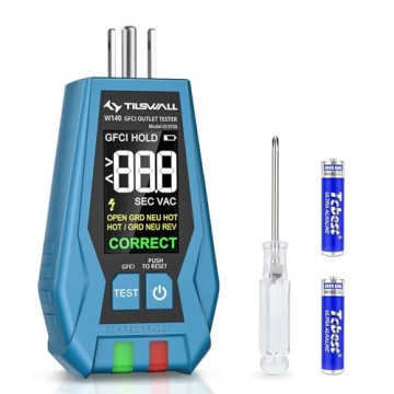 Tilswall (Upgraded Version) Outlet Tester with Color LCD Display (Dual Purpose) for GFCI/Standard AC...