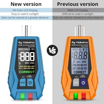 Tilswall Outlet Tester with Color LCD for GFCI Testing