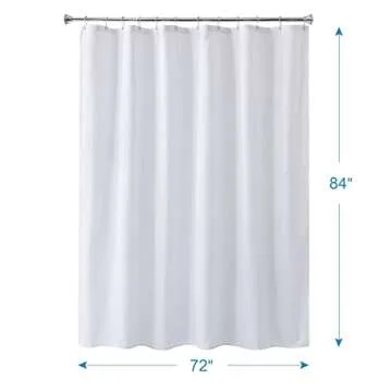 Amazer Extra Long White Shower Curtain Liner Washable, 72 x 84 Inches, Fabric Shower Liner with 2 Bo...