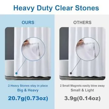 Amazer Extra Long White Shower Curtain Liner Washable, 72 x 84 Inches, Fabric Shower Liner with 2 Bottom Stones, Waterproof 2-in-1 Shower Curtain and Liner, 12 Grommet Holes, Hotel Quality, White