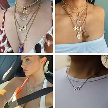 Sora Tuki 888 Necklace Gold 888 Angel Number Necklace Gold 888 Necklace Old English Necklace Gold Number Necklace Stainless Steel Numerology Jewelry