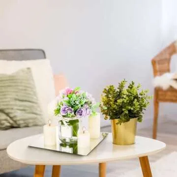 Suwimut Set of 12 Square Mirror Candle Plates, 10 x 10 Inch Glass Mirrors Trays Wall Mounted Glass Mirror Tiles Bulk for Table Centerpieces, Wedding, Party, Wall Decor, Crafts