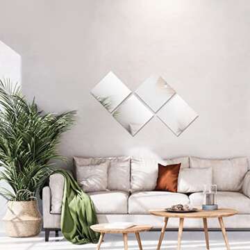 Suwimut Set of 12 Square Mirror Candle Plates, 10 x 10 Inch Glass Mirrors Trays Wall Mounted Glass Mirror Tiles Bulk for Table Centerpieces, Wedding, Party, Wall Decor, Crafts