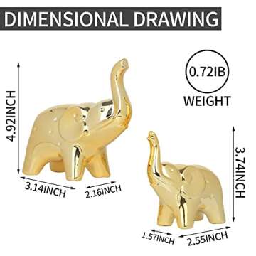 prosfa lt A Pair Elephant Statue Home Decor - Ceramic Figurines for Living Room