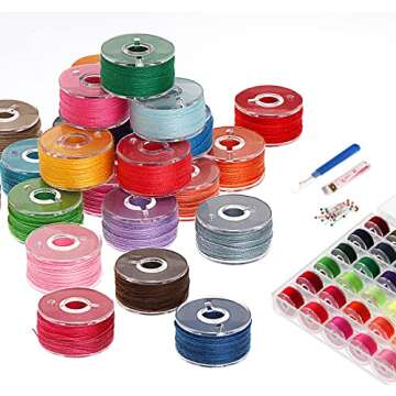 ilauke 36pcs Bobbins Sewing Thread Prewound Bobbin Thread with Bobbin Case, Assorted Colors Size A C...