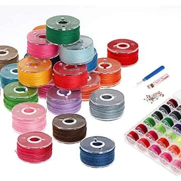 ilauke 36pcs Bobbins Sewing Thread Prewound Bobbin Thread with Bobbin Case, Assorted Colors Size A C...
