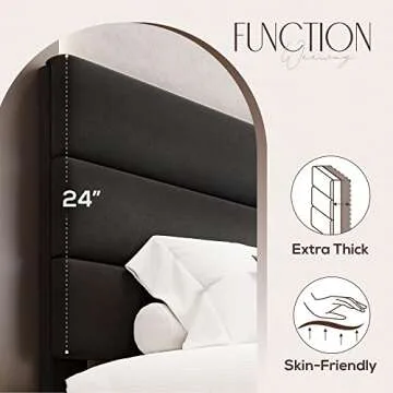 Elegant King Bed Frame with Upholstered Headboard