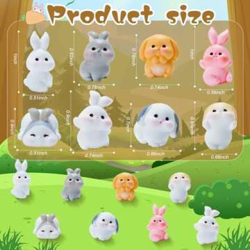 Exasinine 24 Pcs Mini Rabbits Easter Bunny Resin Bunny Figurines Mini Animals Fairy Garden Miniature...