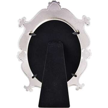 Nerien Vintage Vanity Tabletop Mirror, Metal Oval Decorative Makeup Mirror with Stand, Antique Table Cosmetic Mirror, Coquette Countertop Desk Dresser Mirror for Home Bedroom Bathroom (White, M)