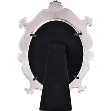 Nerien Vintage Vanity Tabletop Mirror, Metal Oval Decorative Makeup Mirror with Stand, Antique Table Cosmetic Mirror, Coquette Countertop Desk Dresser Mirror for Home Bedroom Bathroom (White, M)