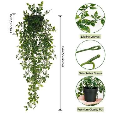 MARTINE MALL Artificial Hanging Plants, Fake Hanging Plants, Small Potted Hanging Plants Fake Plants...