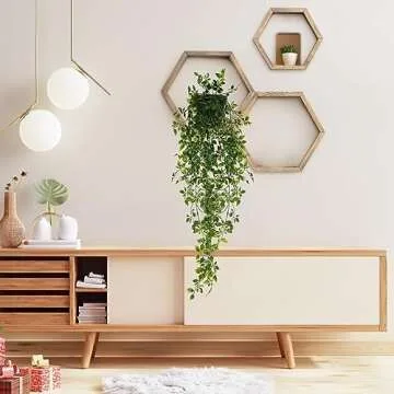 MARTINE MALL Artificial Hanging Plants, Fake Hanging Plants, Small Potted Hanging Plants Fake Plants Mandala Hanging Vine for Shelf Home Office Decor Indoor Outdoor (1 Pack