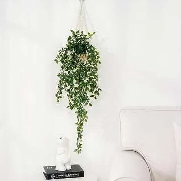MARTINE MALL Artificial Hanging Plants, Fake Hanging Plants, Small Potted Hanging Plants Fake Plants Mandala Hanging Vine for Shelf Home Office Decor Indoor Outdoor (1 Pack