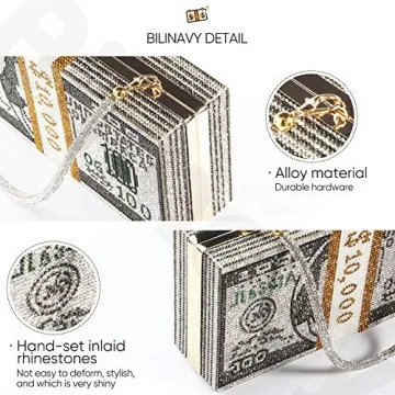 Money Clutch Purses for Women, Stack of Cash Dollars Crystal Clutch Purses, Women Diamond Evening Bags Party Cocktail Rhinestone Handbags, Wedding Dinner Bag, Grey