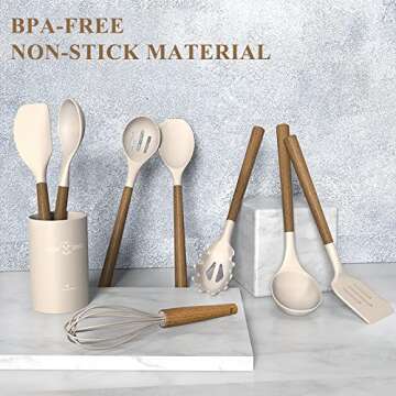 Silicone Kitchen Cooking Utensil Set with Holder