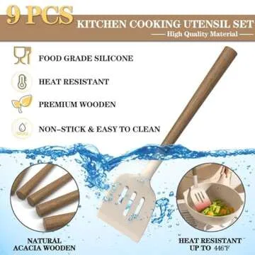 Silicone Kitchen Cooking Utensil Set with Holder