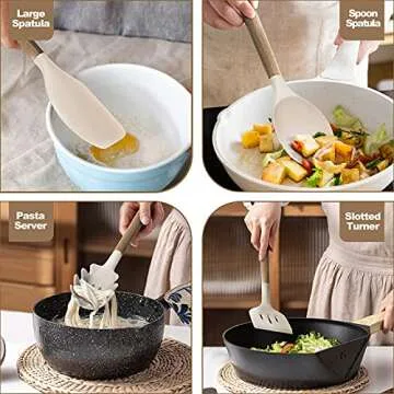 Silicone Kitchen Cooking Utensil Set with Holder