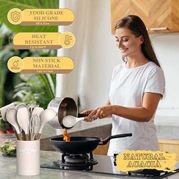 Silicone Kitchen Cooking Utensil Set with Holder