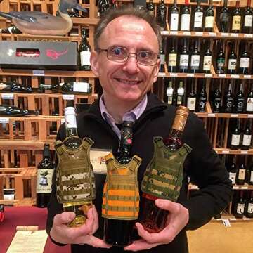 AOUTACC Mini Tactical Beer Vests, Molle Beer Cooler Jacket Adjustable Drink Bottle Vests Holder Beverage Cooler Holder for 12oz or 16oz Cans or Bottles (2 Pack, Black + Desert Camo)